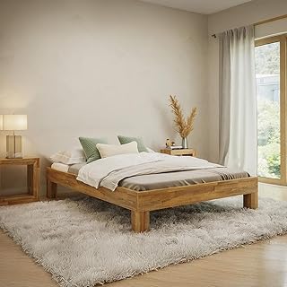 Floki Massivholzbett 140×200 cm aus Eiche – hochwertiges Bettgestell – Bettrahmen ohne Bettkopf -…
