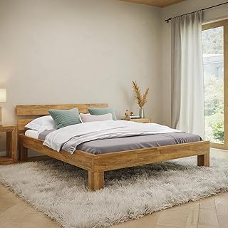 Floki Massivholzbett 160×200 cm aus Eiche – hochwertiges Bettgestell – Bettrahmen mit Bettkopf – …
