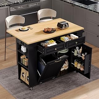 Mobile Kücheninsel, Küchenwagen, Ausziehbarer Esstisch, Buffetschrank, Küchenschrank mit Rolle…