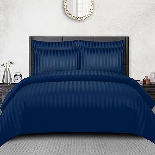 Pamposh Satin-Streifen-Bettwäsche-Set für Einzelbett, Premium-Hotelqualität, hypoallergen, ult…