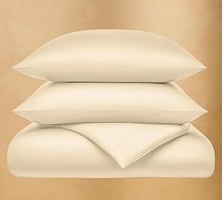 Mako Satin Bettwäsche 200×200 Creme (Bio-Baumwolle, ungefärbt mit sichtbaren Baumwollsamen) | B…