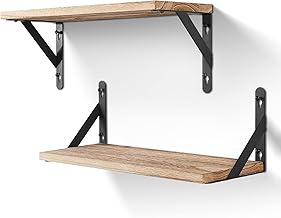 AGM Wandregal Holz, Regal Wand 2er Set, Dekorativ Regale für Wände, Tiefe 15cm, Länge 42.5cm W…