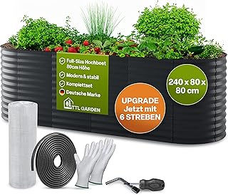 TTL GARDEN 240x80x80cm Elegance L Metall Hochbeet Anthrazit – Stahl rostfrei verzinkt & grau lack…