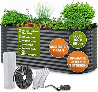 TTL GARDEN 200x100x80cm Inspire L anthrazit Metall Hochbeet – Stahl rostfrei verzinkt & grau lack…