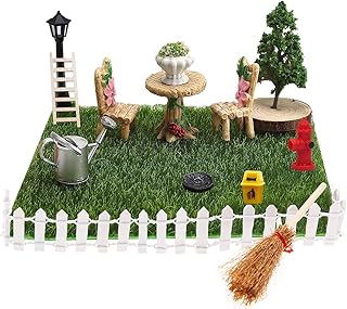 15Pcs Miniatur Garten Zubehör,Mini Gartenmöbel Deko,Mikrolandschaft,Weihnachtswichtel Zubehör,…