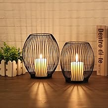 GoMaihe Oval Kerzenständer 2er Set, 9 x 15.5cm und 9 x 18cm Kerzenhalter Stabkerze Metall Deko K…