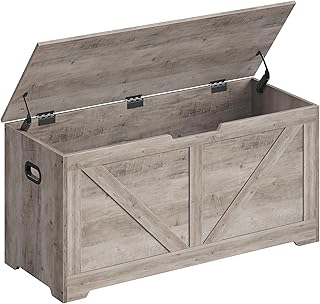 VASAGLE Schuhbank, Sitzbank mit Stauraum, Sitztruhe, 2 Sicherheitsscharniere, Aufbewahrungsschran…