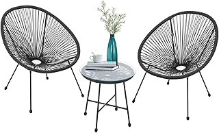 Juskys Balkonmöbel Set Ostana 3-teilig – Tisch & 2 Sessel – stilvolle Sitzgruppe für Balkon, Te…