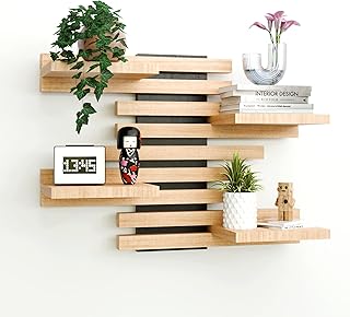 Wandregal Holz Hängend – Modulares Bücherregal Set aus Massivholz – Schwebendes Regalbrett für…