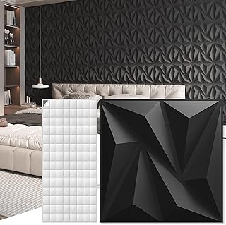 Art3d 3D-Wandpaneele Innenwanddekoration mit Klebeband PVC-Diamant für Wohnzimmer Lobby Schlafzi…
