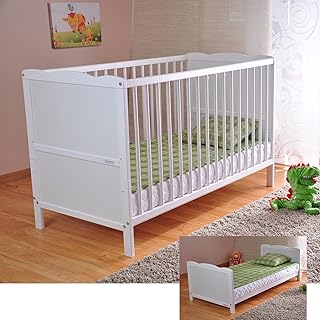 Marsell Baby Gitterbett Babybett und Kinderbett mit Aloe Vera Schaumstoffmatratze Zahnschienen un…