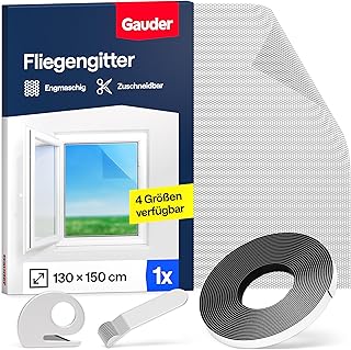 GAUDER Fliegengitter für Fenster – Insektenschutz ohne Bohren – Fliegengitter mit Klettband – Fl…