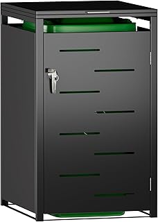 Mülltonnenbox 2er und 1er Tonne | bis 240 Liter | schwarz | verzinkter Stahl | Premium Dämpfer …