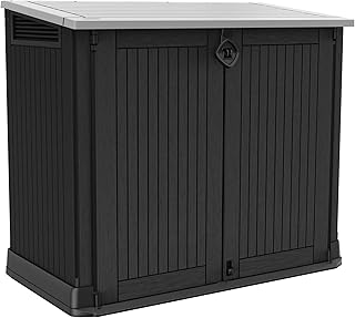 Keter Store-it-Out Midi Mülltonnenbox, 130x74x110cm, Robuste Abfallbehälter-Lösung, 845L, Wett…