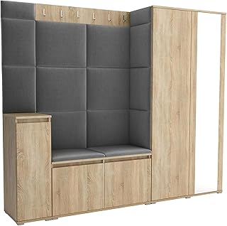 Brent – Garderobenschrank Flur Sonoma Eiche mit sitzbank 220 cm Breit Luton 8 – Multifunktionale …