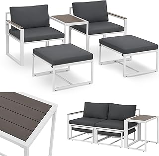 Juskys Gartenmöbel Sofa Set 5-teilig Bari mit Tisch & Polster – Metall Gartenlounge – Balkonmöb…