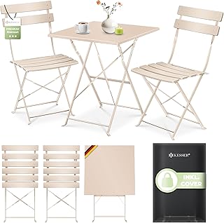 KESSER® Bistroset 3-teilig mit Bistrotisch & 2 Klappbaren Stühlen | Gartenmöbel-Set Outdoor Si…