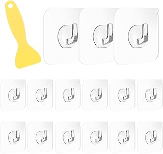 15 Stück Transparent Klebehaken – Multifunktionale Haken mit Schaber Praktisch Selbstklebend Hak…