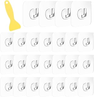 Transparent Klebehaken mit Schaber – 25 Stück Multifunktionale Haken Praktisch Selbstklebend Hak…