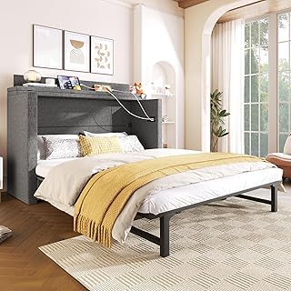 Idemon Schrankbett, 140 x 200, Mit Einer Schublade,Mobiles Schrankbett mit Ablagefach am Bett, mi…