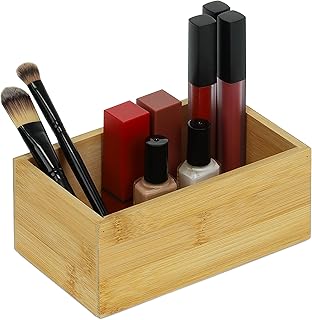 Relaxdays Bambus Box, HBT 6,5 x 16,5 x 10 cm, Aufbewahrung in Küche, Bad & Büro, stabil, vielse…