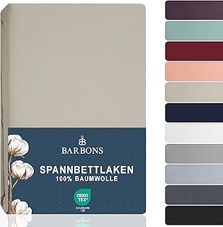 BARBONS Spannbettlaken 160x200cm – 100% Baumwolle Spannbetttuch Oeko-TEX Zertifiziert Bettlaken J…