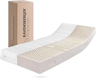 Ravensberger Latexmatratze Ravo-Relax – Härtegrad H2, mittel – 80 x 200 cm, Höhe 19 cm – mit 7-…