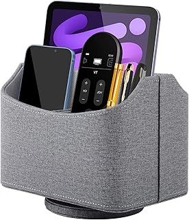 360° Drehbarer Fernbedienungshalter,TV fernbedienung aufbewahrung,PU Leder Fernbedienung Organiz…