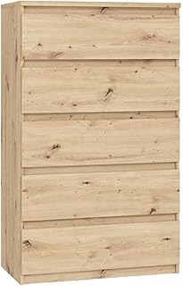 FORTE Chelsea Kommode 70 80, Hohe Kommode mit 5 Schubladen, Modernes Sideboard, Holzwerkstoff, Ar…