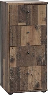 FORTE TEMPRA 2 Kommode mit 4 Schubladen, Holzwerkstoff, Old – Wood Vintage Dekor, (B x H x T) 3…