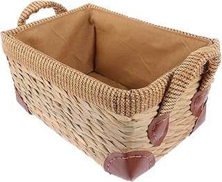 CHILDWEET Handgewebter Picknickkorb Mit Doppelgriffen Tragbarer Aufbewahrungskorb Naturmaterialie…