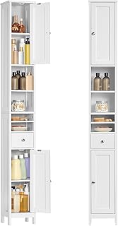 VASAGLE Badezimmerschrank, Badschrank, hoch, schmaler Aufbewahrungsschrank, mit verstellbaren Abl…