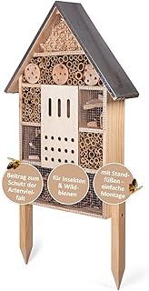 Insektenhotel groß XXL stehend – mit Erdspieß – Insektenhaus Gesamthöhe 77 cm – Hummelhaus W…