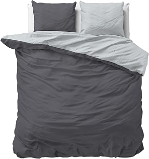 Sleeptime 100% Baumwolle Bettwäsche 200cm x 200cm Grau/Anthrazit – weich & bügelfrei Bettbezüg…
