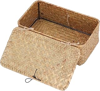 Handgewebter Seegras Weidenkorb Mit Deckel, Rechteckiger Aufbewahrungsbehälter Großem Fassungsv…