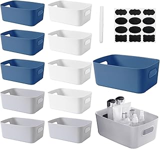 12 Stück Aufbewahrungsboxen,Aufbewahrungsbox Kunststoff, Aufbewahrungsboxen mit Griffen, 3 Farbe…
