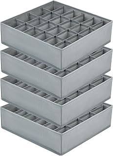 Joyoldelf 4 Stück Aufbewahrungsboxen für Socken und Unterwäsche, 24 Zellen Faltbare Boxen (Fal…