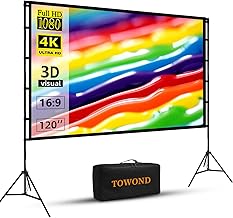 TOWOND Projektor-Leinwand und Ständer, 120 Zoll tragbare Projektionsleinwand für drinnen und dr…