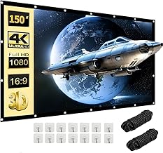 Leinwand Beamer 150 Zoll | 16:9 HD Faltbare Beamer Leinwand Outdoor | Dickerer, Lichtdichterer Pr…