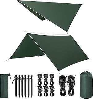 Tarp 3×3/3x5M Wasserdicht, Ultraleicht Camping Zeltplane, Anti-UV Sonnen Regen Schutz Schnee, mit…