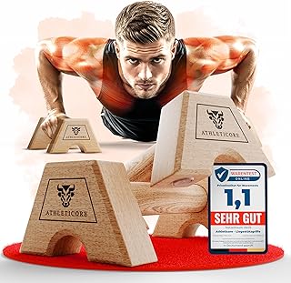 Liegestützgriffe Set (2x) aus Buchenholz – ohne Wackeln – gelenkschonend & rutschfest – Parall…