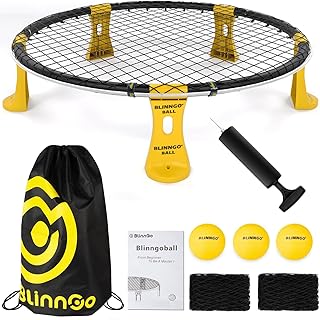 Roundnet Outdoor Spieleset mit Lichtern, inklusive 3 Bällen, Spielnetz und Wettkampfnetz, Tasche…
