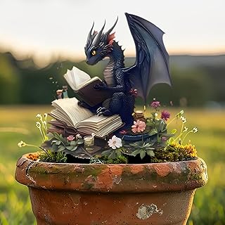 Drachen Lesebuch Acryl Gartenstecker Innen und Außen Garten Acryl Dekoration, Geeignet für Blum…