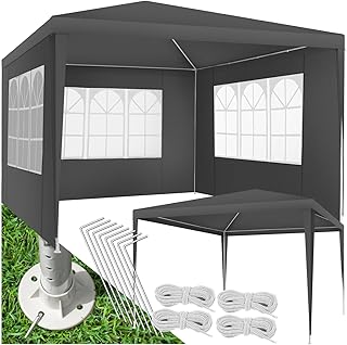 tectake® Pavillon 3×3 m mit verstärktem Gestell, Zelt groß, wasserdicht, Gartenpavillon, Party…