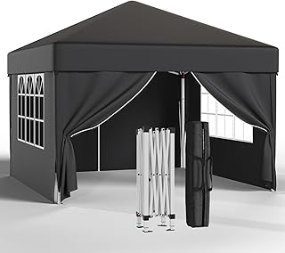 JUMMICO Pavillon 3×3 Wasserdicht Stabil Winterfest Höhe Verstellbar,Faltpavillon mit 4 Seitenwä…