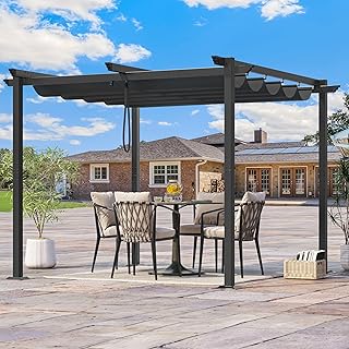 YITAHOME Metall-Pergola mit einziehbarem Dach, Outdoor-Pergola inklusive wasserabweisendem und PU…