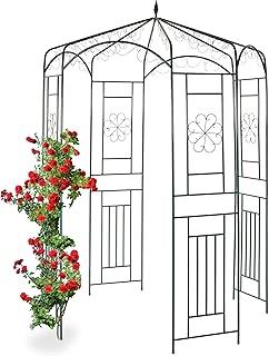 Relaxdays Rosenpavillon Metall, Rankhilfe für Kletterpflanzen, Garten, dekorativer Rankpavillon,…