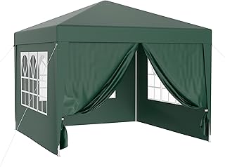 Wiltec Pavillon 3 x 3 m in Grün mit UV-Schutz 50+, Gartenpavillon mit abnehmbaren Seiten, Partyz…