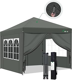 One-Touch Pop-Up-Pavillon 3 x 3 Wasserdicht Stabil Winterfest mit Seitenteile, Faltpavillon mit V…