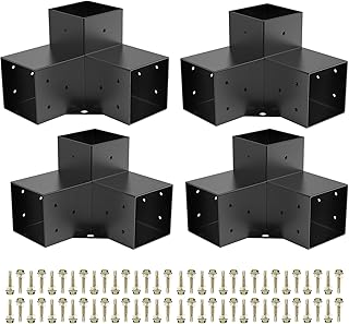 4er-Set Pfostenverbinder aus Stahlplatten Pfostenecke Pergola, Eckverbinder Holzverbinder, Eckhal…